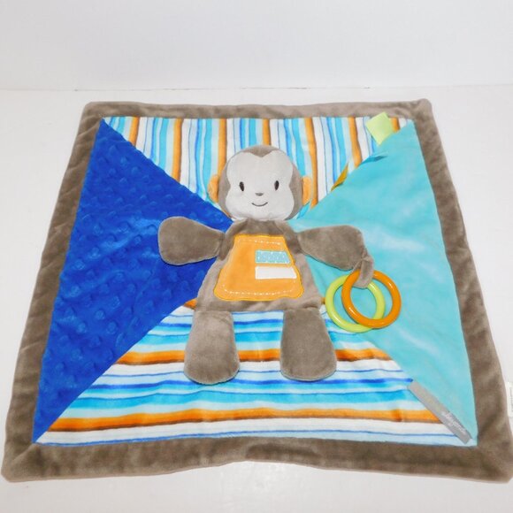 Blankets & Beyond Brown Monkey Security Activity Rattle  Blanket Baby Lovey - Picture 5 of 6
